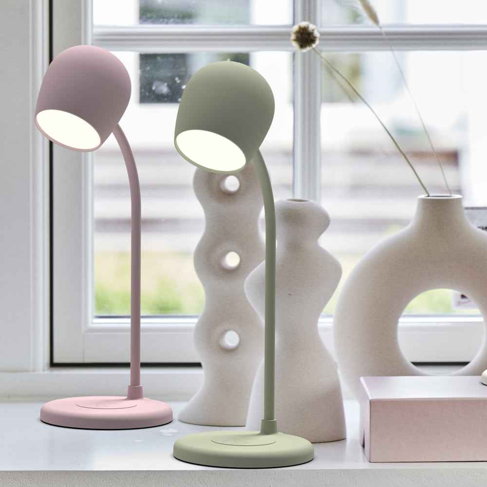 Kreafunk Ellie Lamp W/ Qi Charger And Bluetooth Speaker - Dusty Olive