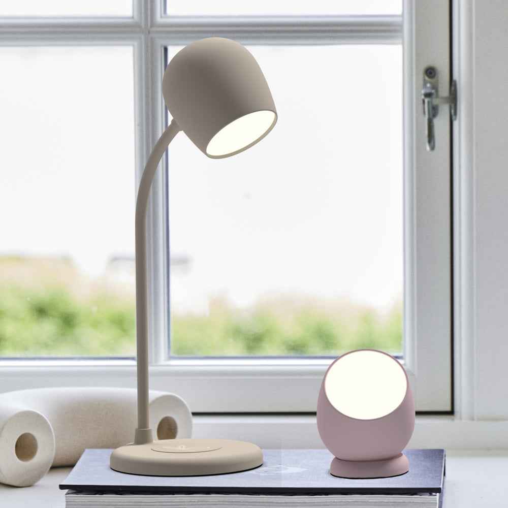 Kreafunk Ellie Lamp W/ Qi Charger And Bluetooth Speaker - Ivory Sand