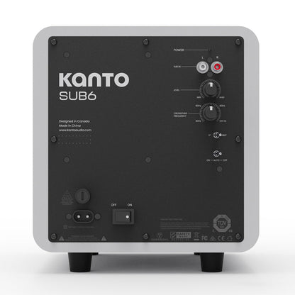 Limited Edition - Kanto SUB6 200W 6" Sealed Powered Subwoofer, Matte White, With White Grill