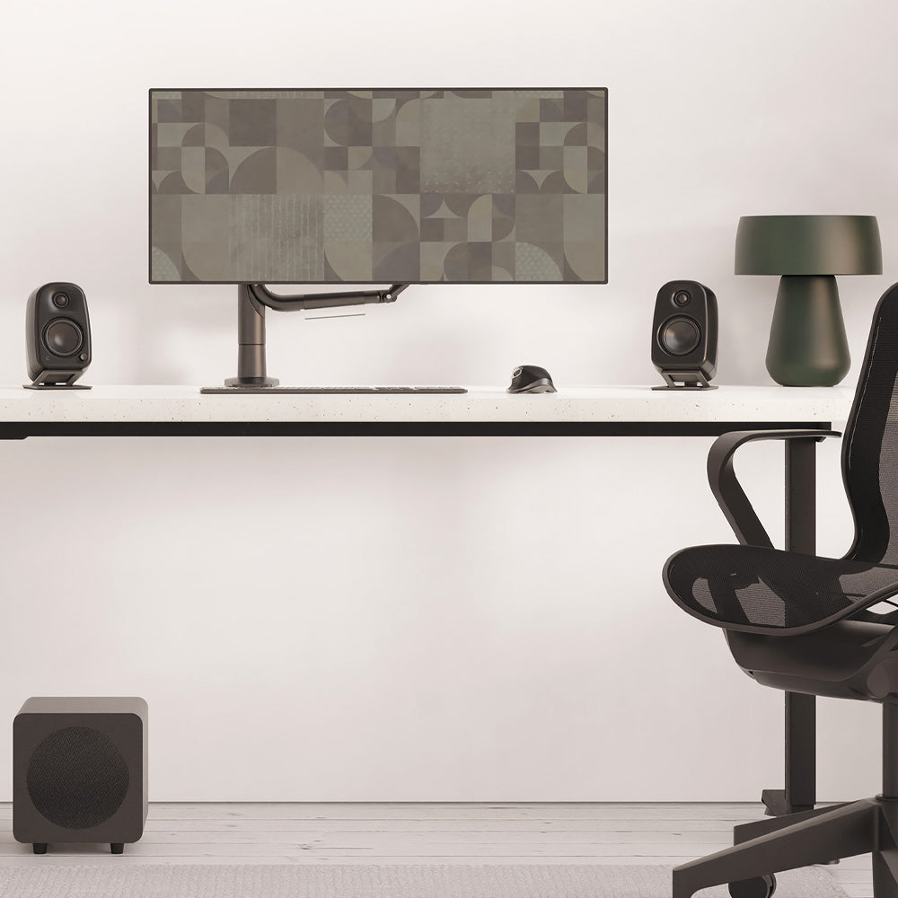 Kanto UKI 100W Desktop Speakers with Bluetooth, USB-C, Headphone out, Onyx (Matte Black), Pair