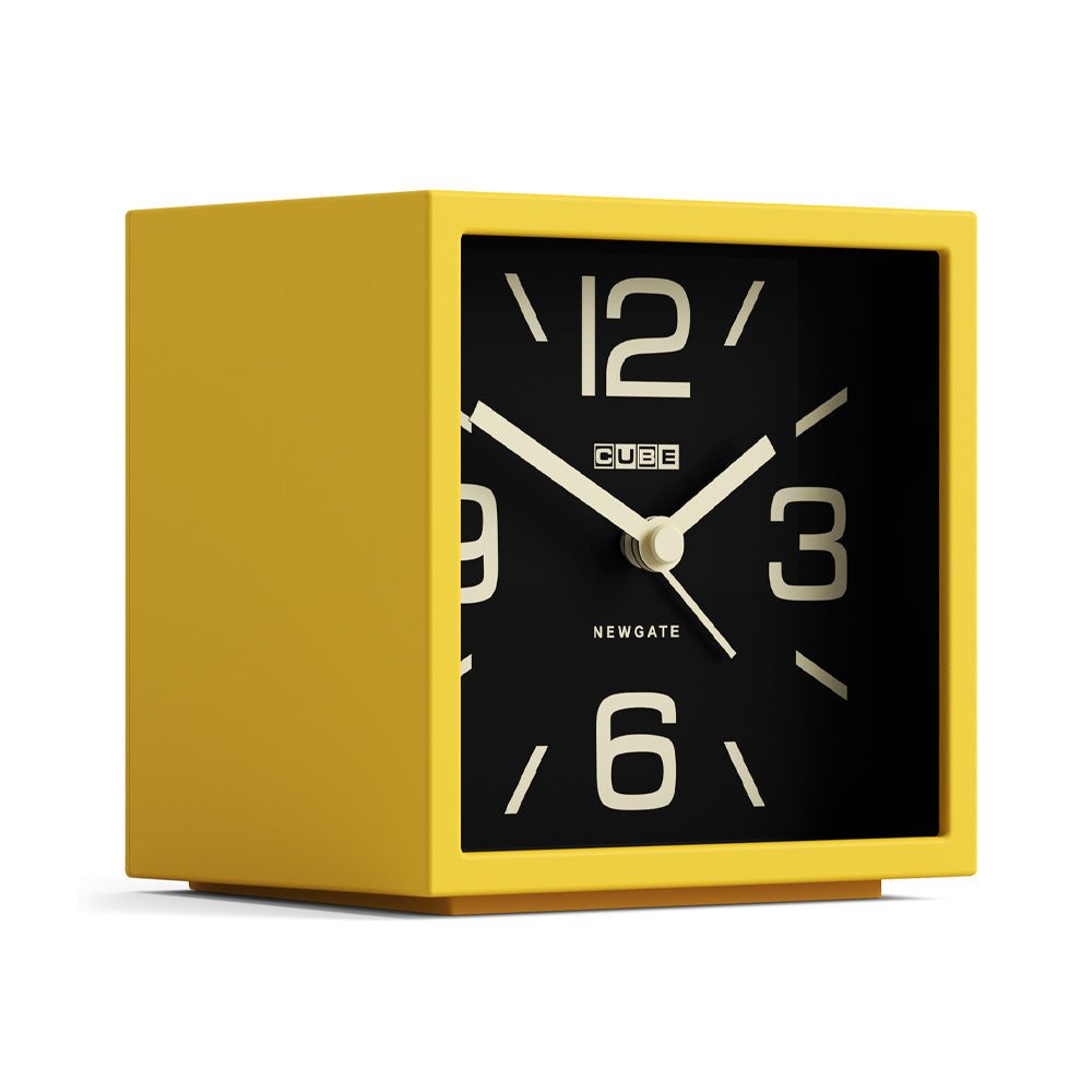 Newgate Cube Mantel Clock-Citrus Yellow