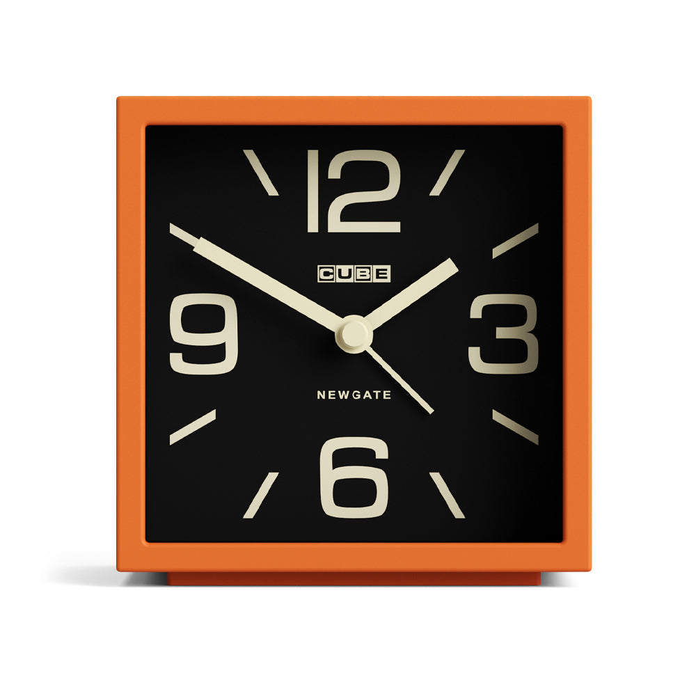 Newgate Cube Mantel Clock-Pumpkin Orange