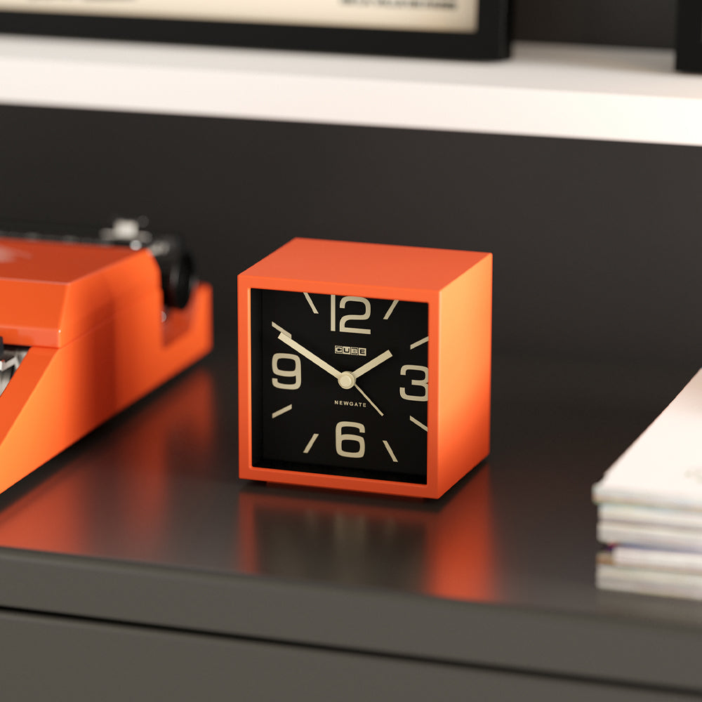 Newgate Cube Mantel Clock-Pumpkin Orange