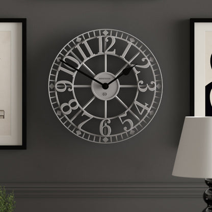 Newgate Warehouse Wall Clock-Clockwork Grey