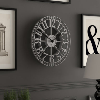 Newgate Warehouse Wall Clock-Clockwork Grey