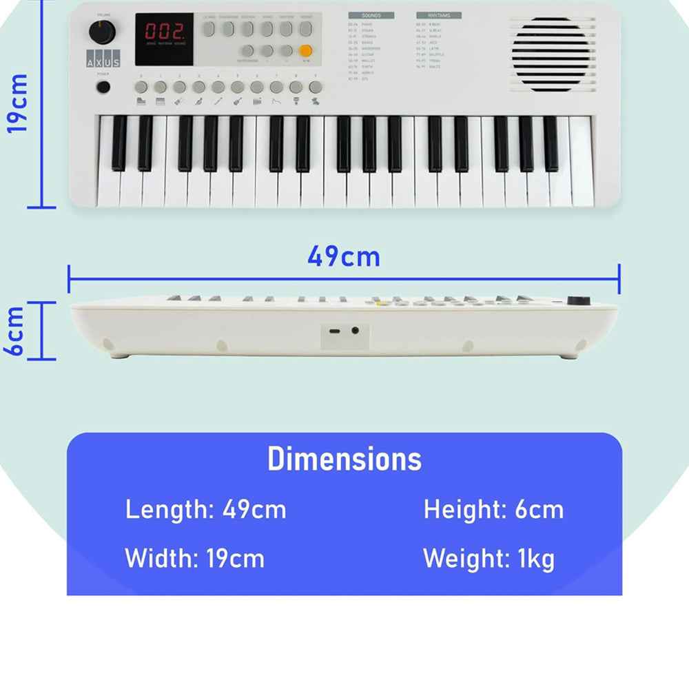 Axus Mini Keyboard 37 Key Keyboard - White