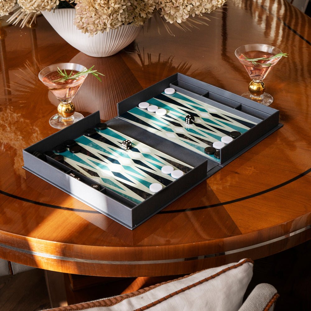 Printworks Classic Backgammon -Grey Blue