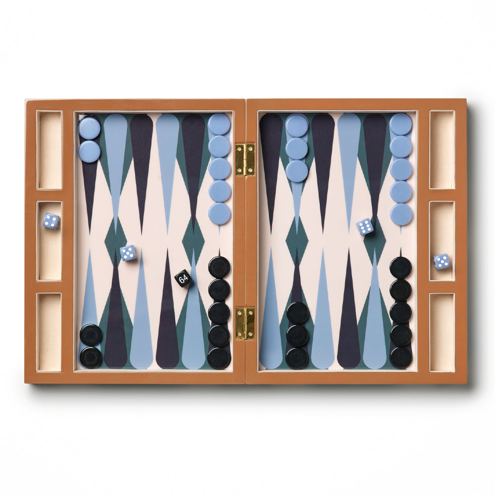 Printworks Lacquered Backgammon-Blue