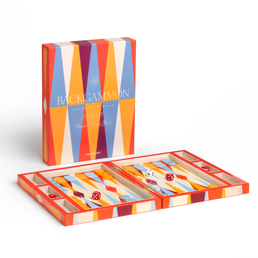 Printworks Lacquered Backgammon-Red