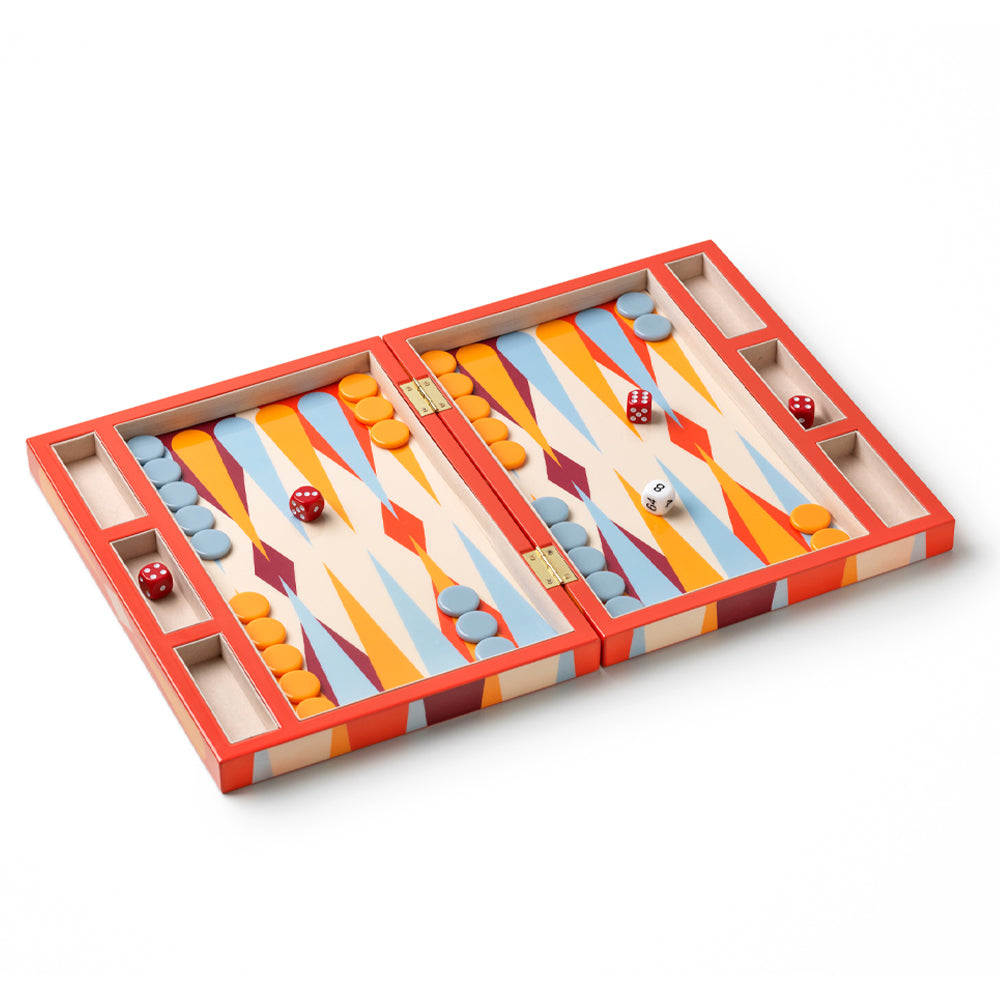 Printworks Lacquered Backgammon-Red