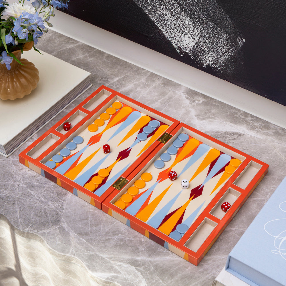 Printworks Lacquered Backgammon-Red