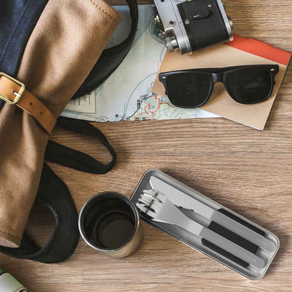 Monbento Mb Slim Box Stainless Steel Cutlery Set - Trio Knife - Black