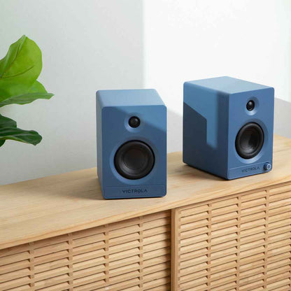 Victrola Tempo Bookshelf Speakers - Blue