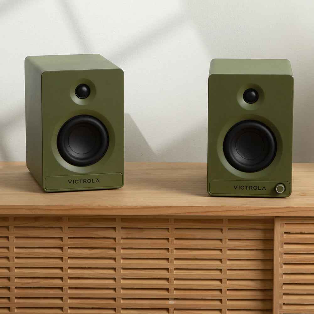 Victrola Tempo Bookshelf Speakers - Green