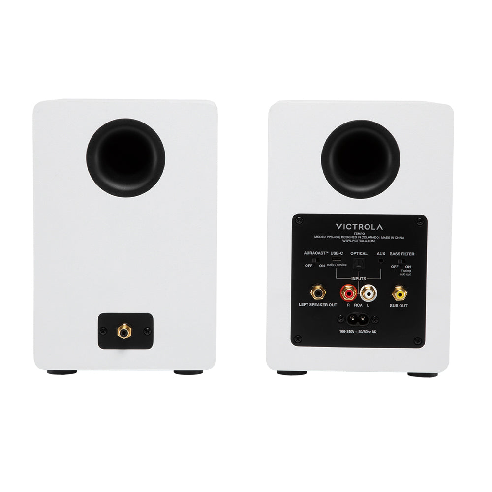 Victrola Tempo Bookshelf Speakers - White
