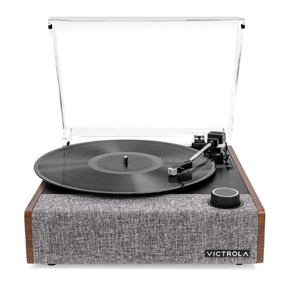 Victrola Eastwood II Turntable - Walnut + Turntable Stand Bundle - Black