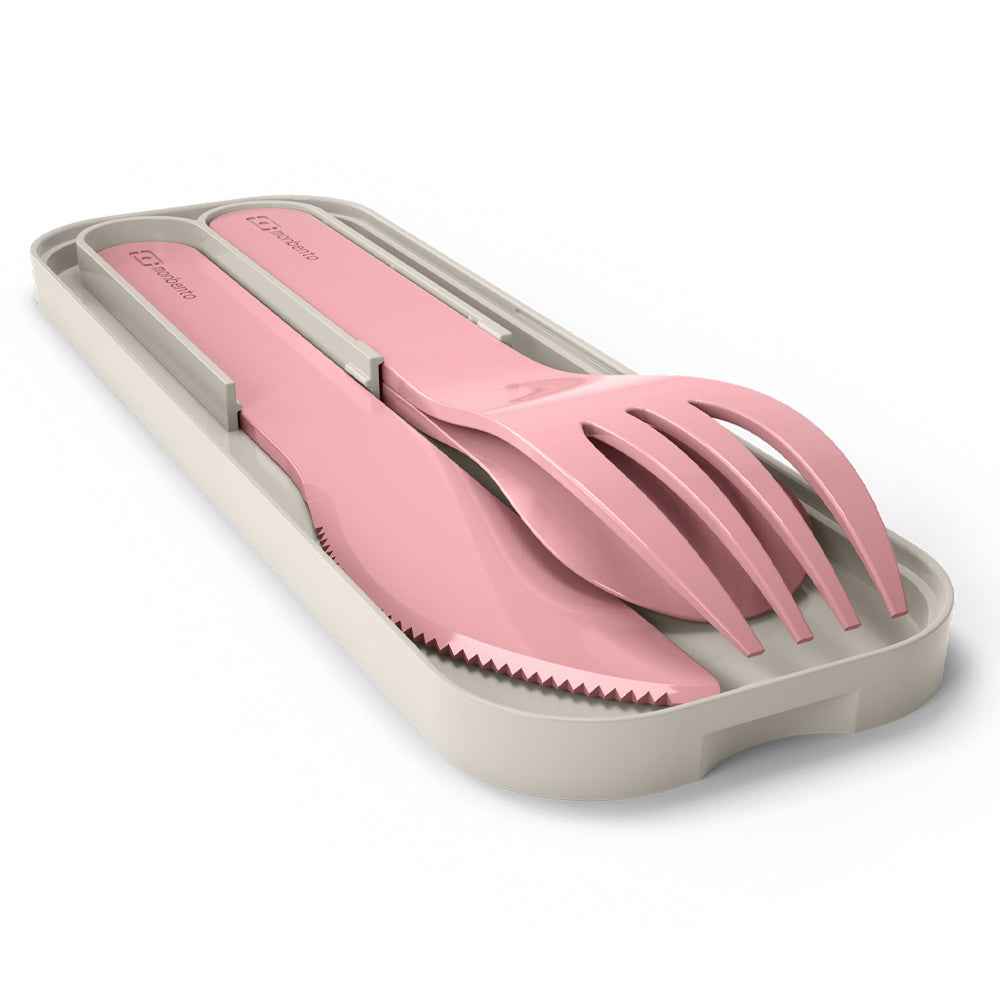 Monbento Mb Pocket Plastic Cutlery Set - Colour Pink Blush