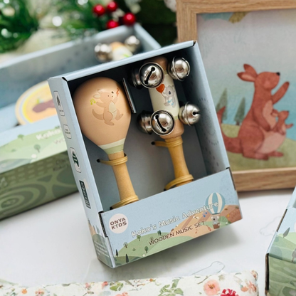 KoKo's Music Adventure Wooden Music Kangaroo Set 2pcs By Onya Kids Musical Instrument for kids Baby Toys Australian Animals Gift Idea for 18m+