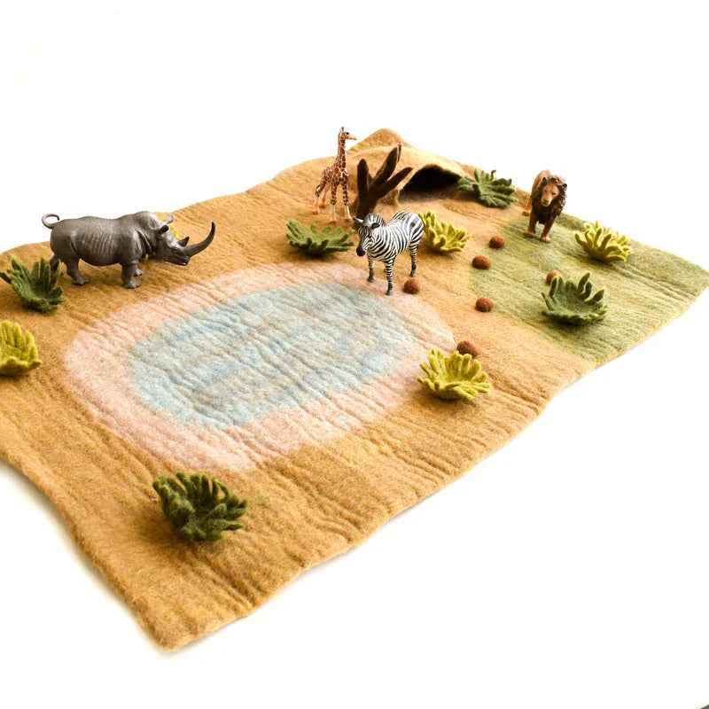Tara Treasures Large Felt Safari Play Mat Playscape 80cm Pretend & Imaginative Play Toys Best Seller 3yrs+