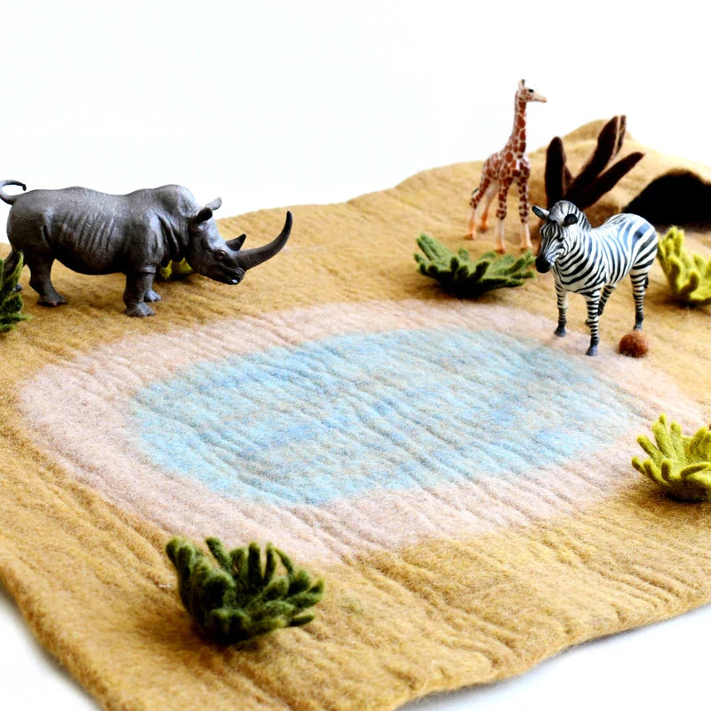 Tara Treasures Large Felt Safari Play Mat Playscape 80cm Pretend & Imaginative Play Toys Best Seller 3yrs+