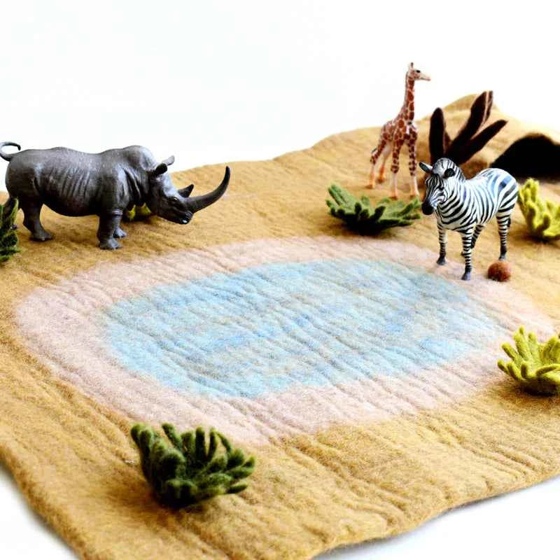Tara Treasures Large Felt Safari Play Mat Playscape 80cm Pretend & Imaginative Play Toys Best Seller 3yrs+