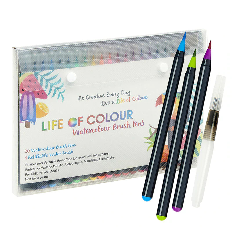 Life of Colour Watercolour Brush Pen Set of 20 Stationary Art and craft for kids Best Seller 3yrs+