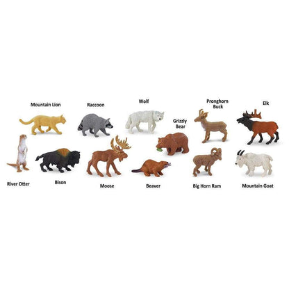 Tube of 12 North American Wildlife Animal Figurines Montessori Language Learning Figurines by Safari Ltd Toob Range Clearance 3yrs+
