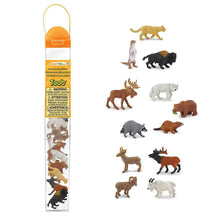 Tube of 12 North American Wildlife Animal Figurines Montessori Language Learning Figurines by Safari Ltd Toob Range 3yrs+