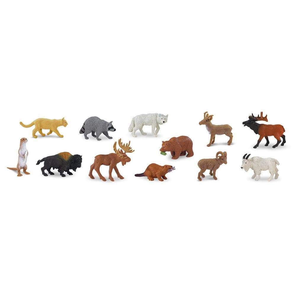 Tube of 12 North American Wildlife Animal Figurines Montessori Language Learning Figurines by Safari Ltd Toob Range Clearance 3yrs+