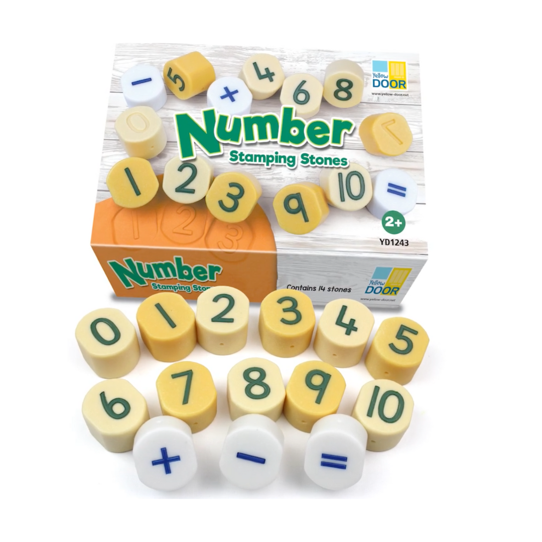 Yellow Door 0-10 Number Stamping Stones 14pcs Early Math Resources Playdough Sand Toys Sensory Toys School Range 2yrs+