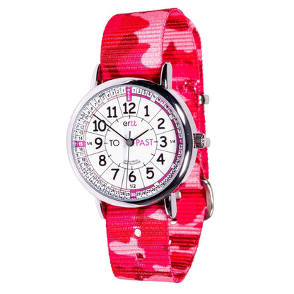 EasyRead Kids Analog Watch Water Resistant Camo Band Learn to tell Time Past and To by ertt Early Math STEM Toys 4yrs+