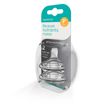 Silicone Bottle Teats - 2-Pack Style Premmie & Newborn (0m+)