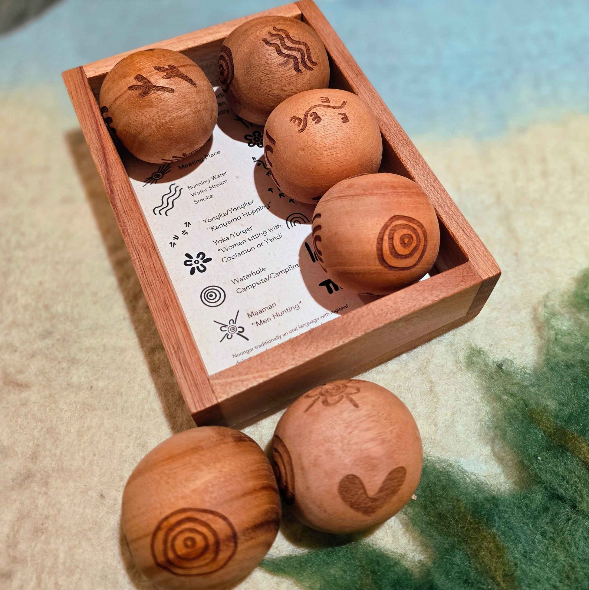 Aboriginal Symbol Playdough Rolling Balls 6pcs by Simone Hills Australiana Indigenous First Nation Resources School Range 3yrs+