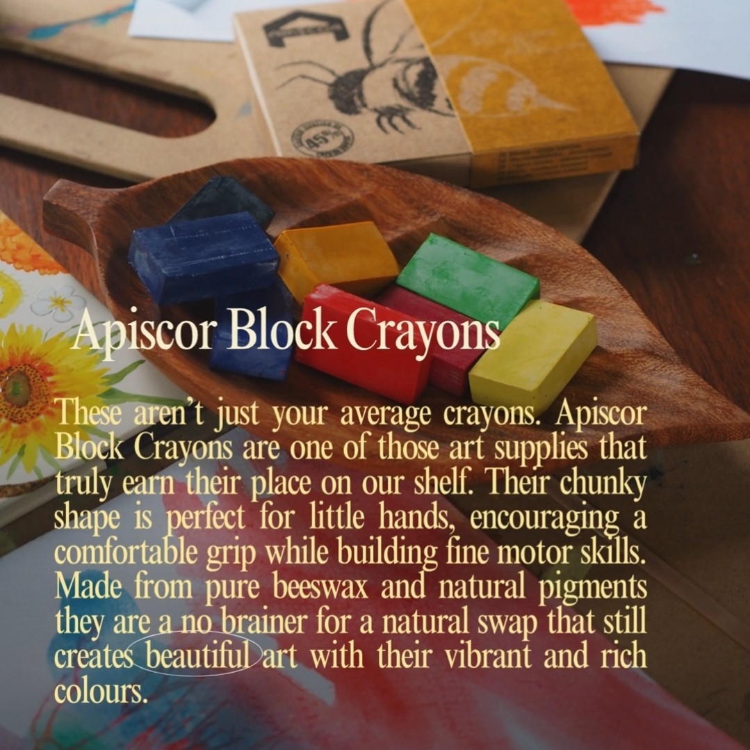 Apiscor Block Crayons Waldorf Education Inspired 8pc Stationary Art and craft for kids 3yrs+