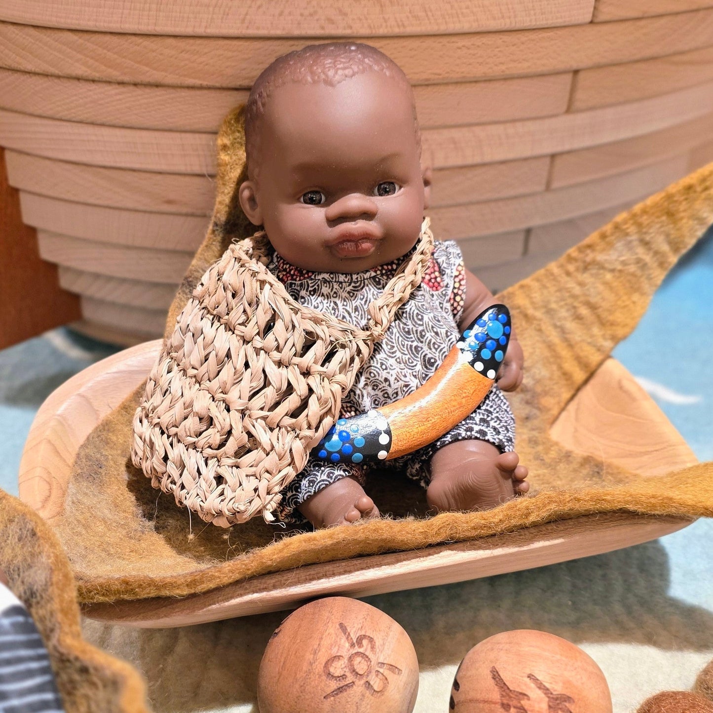 Aboriginal Australian 21cm Baby Coolamon Set Boy or Girl Indigenous First Nation Resources School Range
