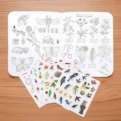 Botanist Colouring Activity Book with 148 Stickers (Paperback) by Moulin Roty Travel Toys
