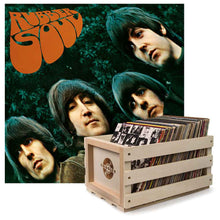Vinyl Record Crate & Classic Rock Album Set