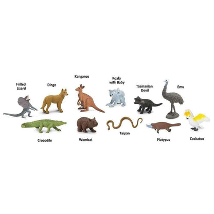 Tube of 11 Australian Animals Figurines Montessori Language Learning Figurines by Safari Ltd Toob Range Best Seller 3yrs+