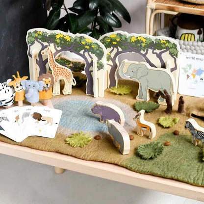 Tara Treasures Large Felt Safari Play Mat Playscape 80cm Pretend & Imaginative Play Toys Best Seller 3yrs+