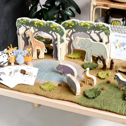 Tara Treasures Large Felt Safari Play Mat Playscape 80cm Pretend & Imaginative Play Toys Best Seller 3yrs+