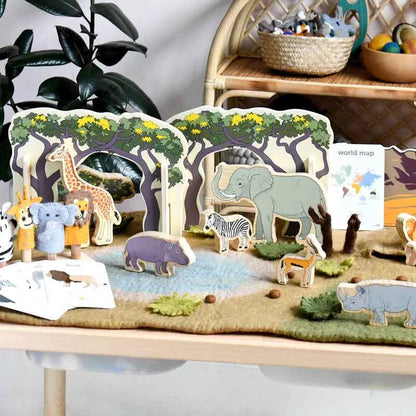 Tara Treasures Large Felt Safari Play Mat Playscape 80cm Pretend & Imaginative Play Toys Best Seller 3yrs+