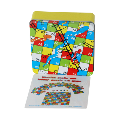 ToysLink Snake Ladder Game in a Tin Puzzle Board Game Cognitive Developmental Toys Early Maths 3yrs+