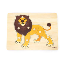 Viga Toys Montessori Wooden Lion Knob Puzzle 8pcs Developmental Toys Baby Toys 18m+