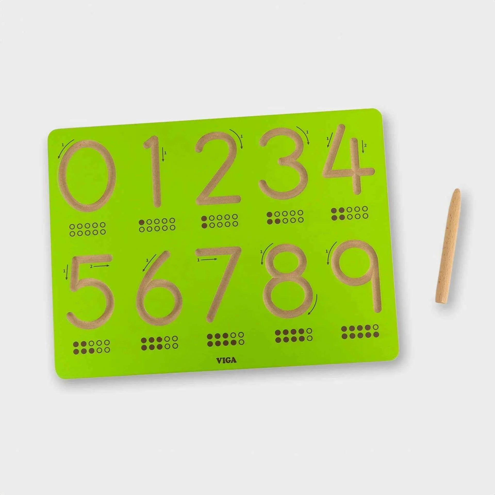 Viga Toys Wooden Numbers Tracing Writing Board Early Maths Developmental Toys for 3yrs+