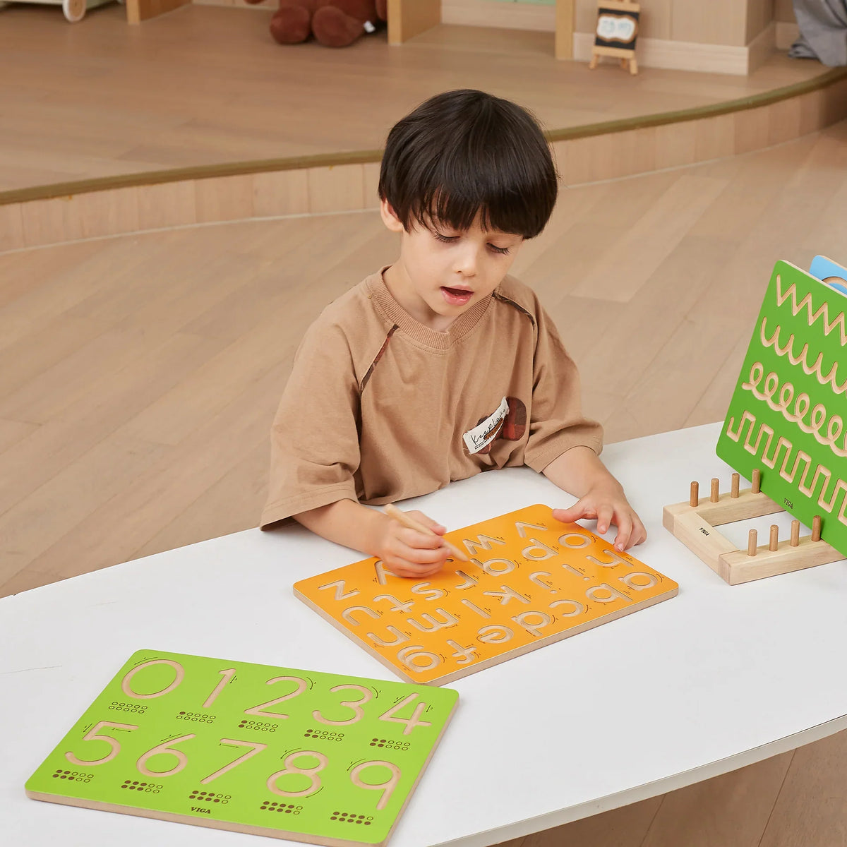 Viga Toys Numbers Wooden Tracing Writing Board Early Maths Developmental Toys for 3yrs+
