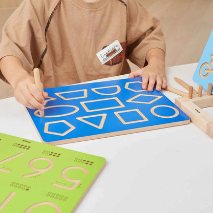 Viga Toys Wooden Shapes Tracing Writing Board Early Maths Developmental Toys for 3yrs+