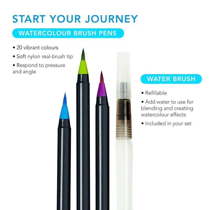 Life of Colour Watercolour Brush Pen Set of 20 Stationary Art and craft for kids Best Seller 3yrs+