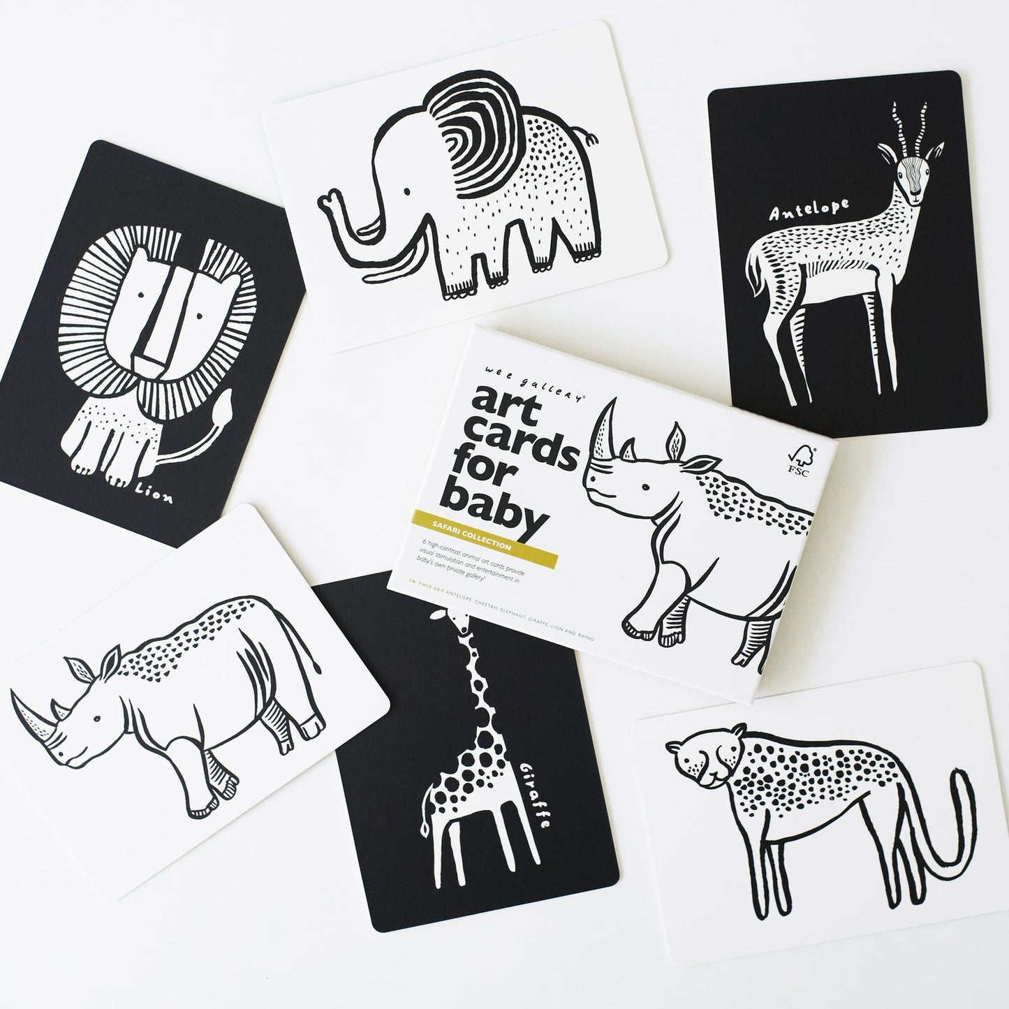 Wee Gallery Art Cards Safari Collection Baby Toys Baby Gifts Idea 0m+