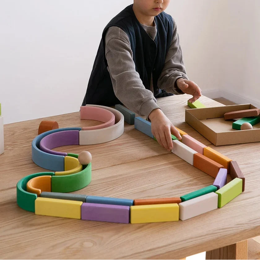 Wooden Brick Building Blocks Four Seasons 24pcs by Avdar toys Waldorf Inspired Wooden Toys Building Blocks 3yrs+