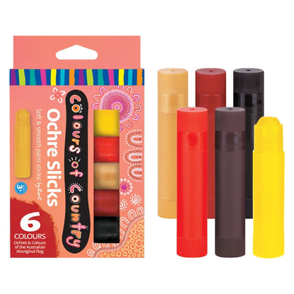 Zart Colours of Country Australia Aboriginal Slicks Set of 6 Ochre Paint Sticks for 3yrs+